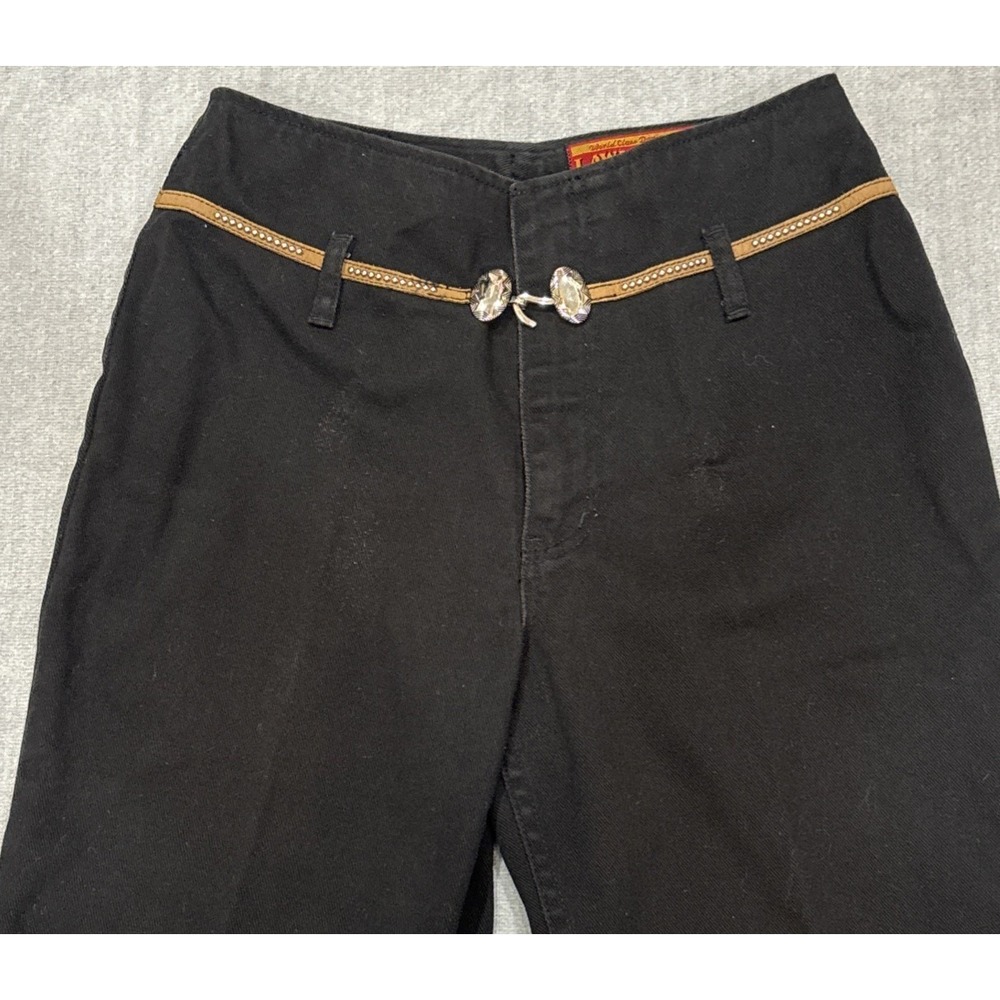 Vintage 1990s Lawman Jeans Size 7 Black High Rise Western Embellished Bareback